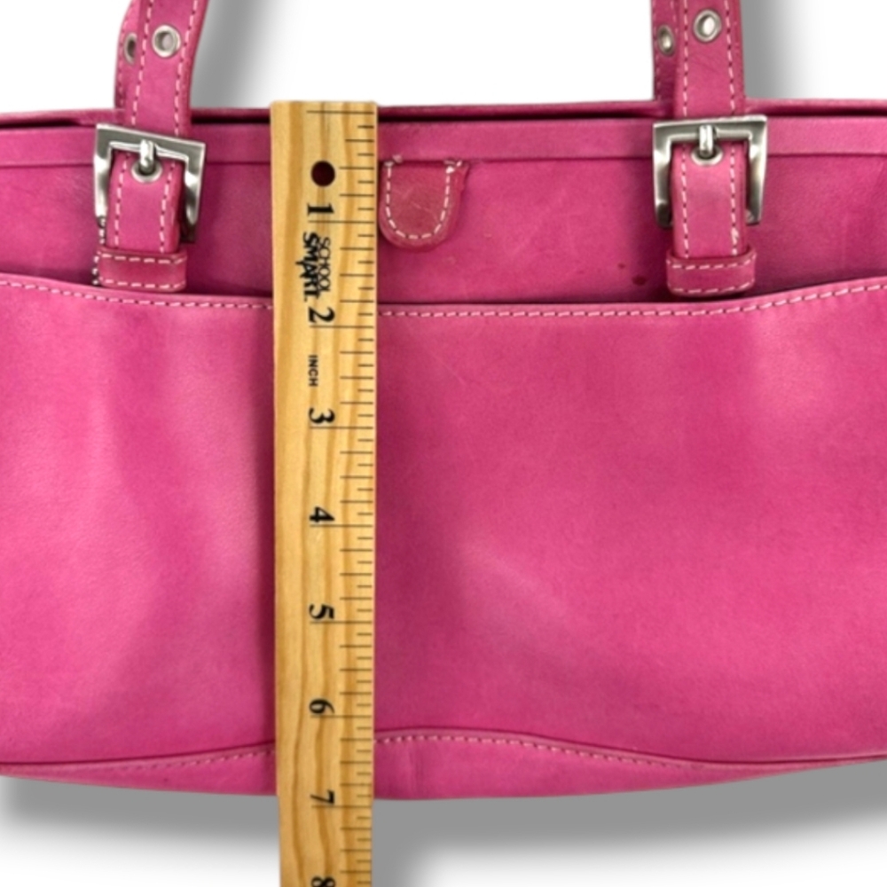 👛 Vintage Tignanello Gorgeous Pink Leather Shoulder Bag. Structured Design - Picture 9 of 11